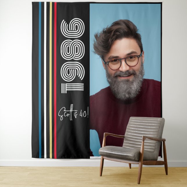 Tenture Retro Stripe Vintage 1986 40th Birthday  Photo (En situation)