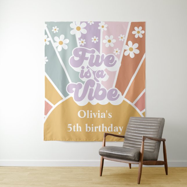 Tenture Retro Sunshine Rainbow Five est une Vibe (En situation)