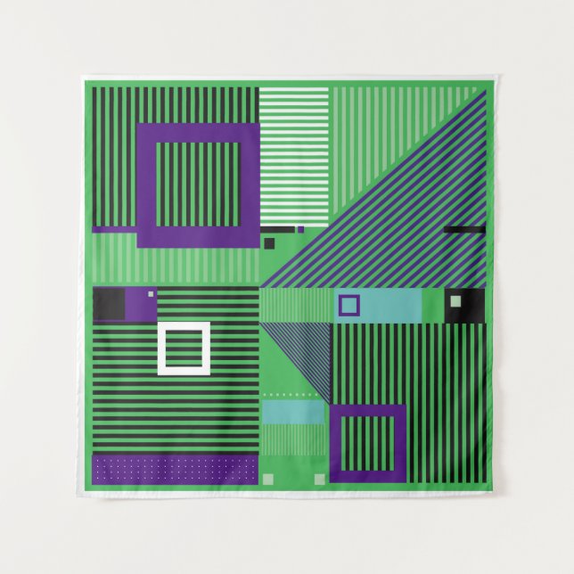 Tenture Retro vintage memphis style mode motif. Illus (Devant)