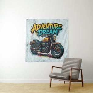 Tenture Rêve d'aventure à moto / Moto Chopper Vintage