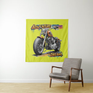 Tenture Rêve d'aventure à moto / Moto Chopper Vintage