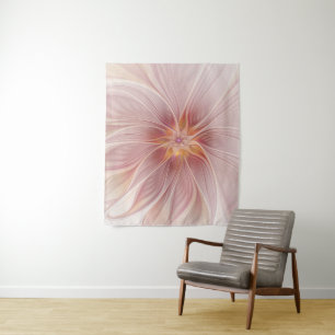 Tenture Rêve Rose Pâle Floral Art Fractal Abstrait Fleur