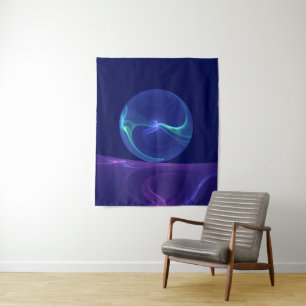 Tenture Rêve Violet Bleu Lumineux Art Fractal Abstrait