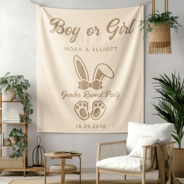 Tenture Révélation de genre Modern Bunny beige clair (Créateur téléchargé)