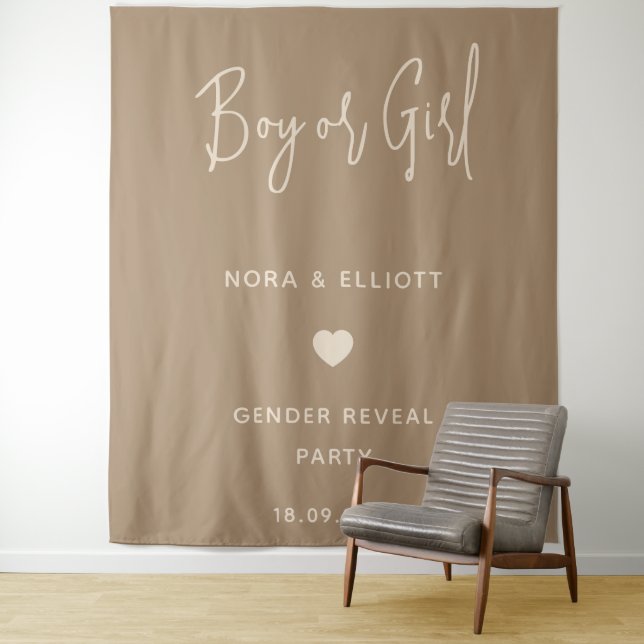 Tenture Révélation du sexe garçon ou fille brun minimalist (En situation)