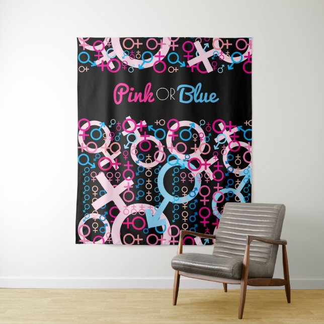 Tenture Révélation du sexe Rose ou Bleu Fond pour séance p (En situation)