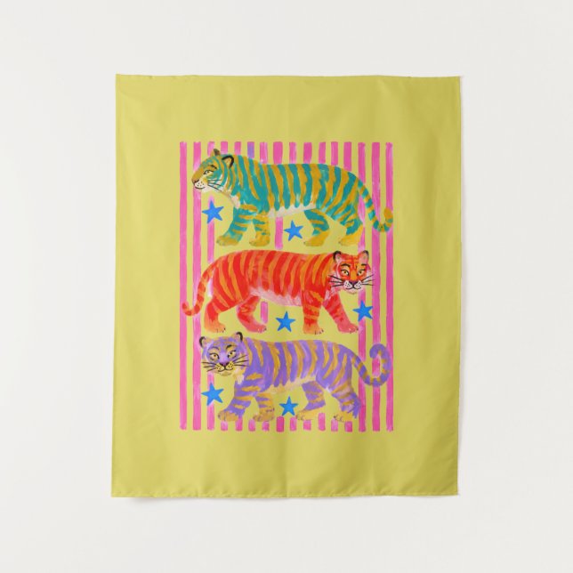 Tenture rêves de tigre arc-en-ciel (Devant)