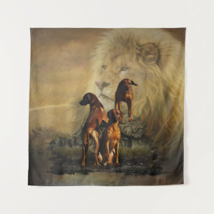 Tenture Rhodesian Ridgeback avec Lion