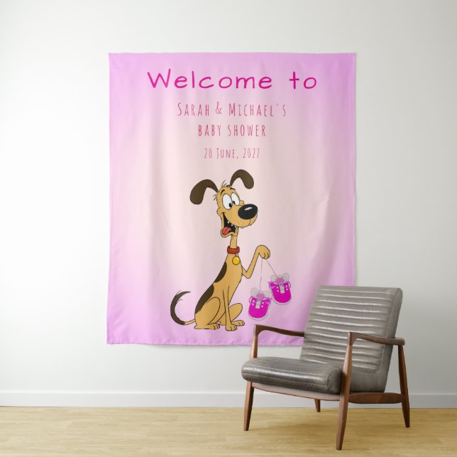 Tenture Rico le Chien Baby Boy Shower  (En situation)