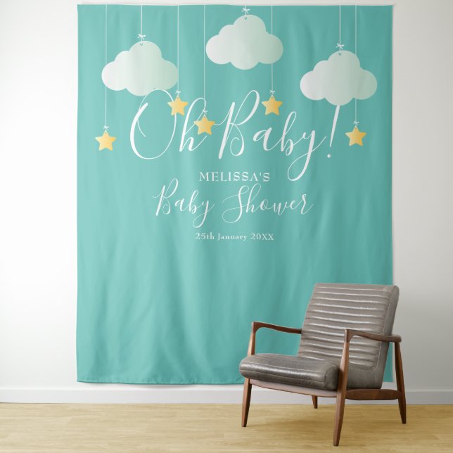 Tenture Rideau de fond pour Photobooth Baby Shower Twinkle (En situation)