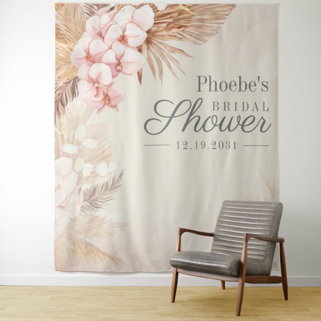 Tenture Rideau floral rustique de shower de mariage en her (En situation)