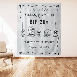 Tenture RIP 20s Doodle Stone Look Funérailles 30e annivers