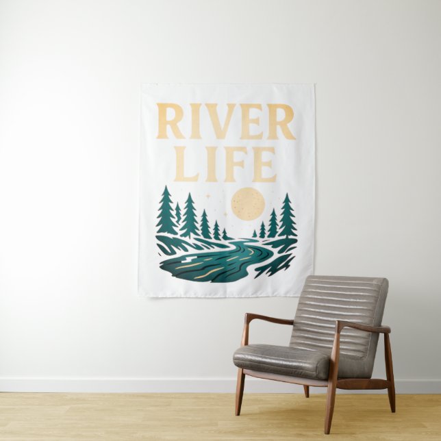 Tenture River Is Life Tapestry - Nature Inspiré (En situation)