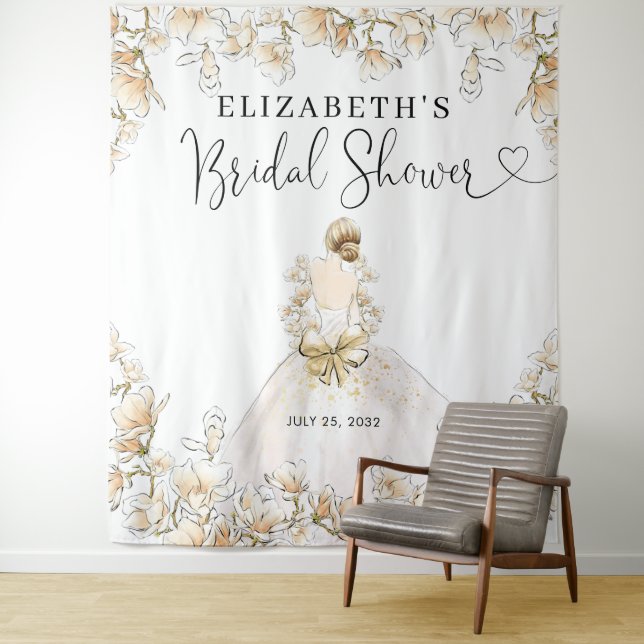 Tenture Robe de mariée florale pour l'anniversaire de mari (En situation)