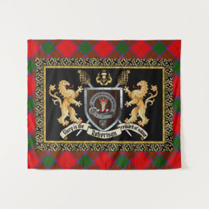 Tenture Robertson Clan Badge & Motto avec Lions