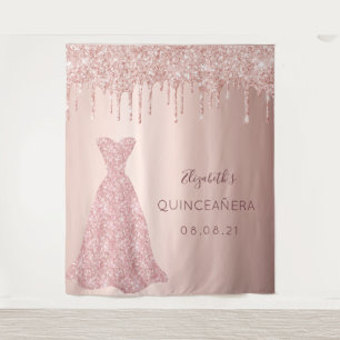 Tenture Robes de Quinceañera en or rose qui dégouline de r