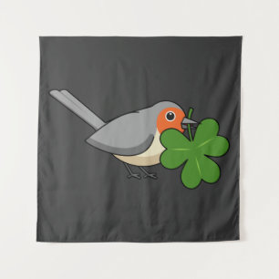 Tenture Robin mignon avec Shamrock en caricature