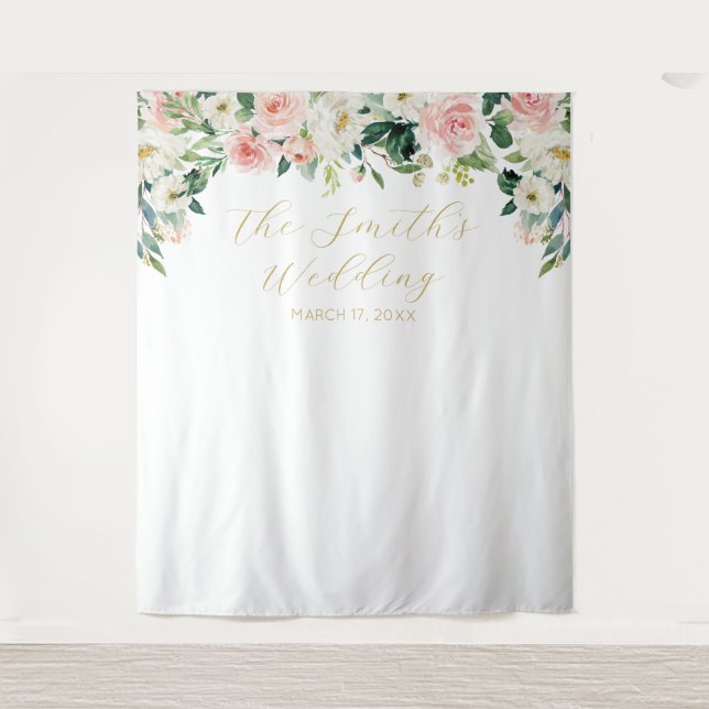 Tenture Romantic Floral Wedding Backdrop (Devant)