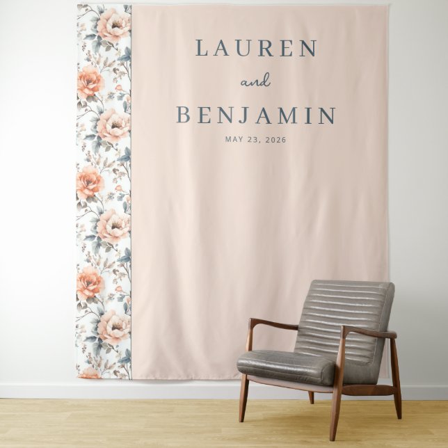 Tenture Romantic Peach Floral (En situation)