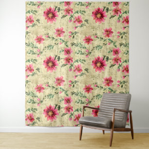 Tenture Romantique aquarelle florale vintage Naturelle
