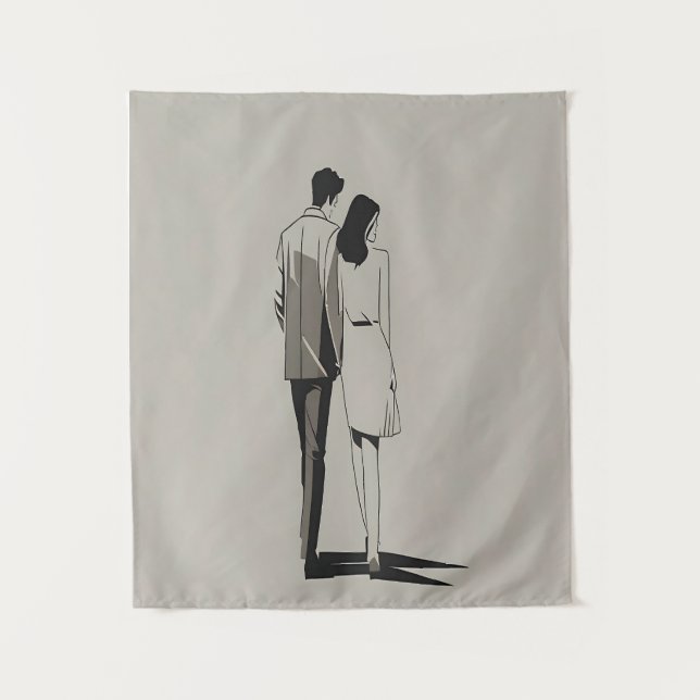 Tenture Romantique Couple minimaliste Ligne Art (Devant)