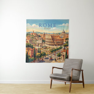 Tenture Rome Italie Colisée Voyage Art Vintage