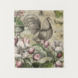 Tenture Rooster Garden Flower Papillon Art