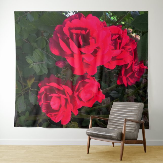Tenture Rosarium de roses rouges (En situation (horizontale))