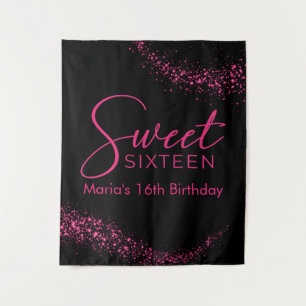 Tenture Rose chaud et Black Sweet 16 fond