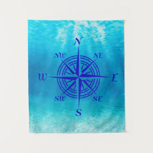Tenture Rose de boussole bleu marine