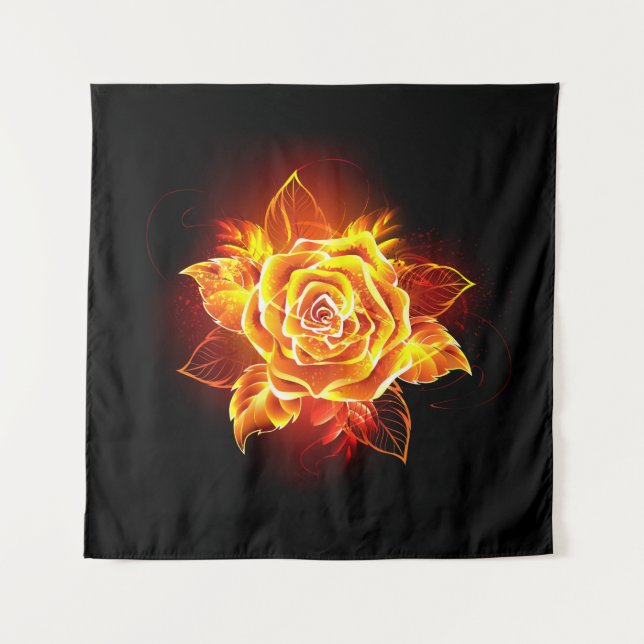 Tenture Rose de feu en fleurs (Devant)