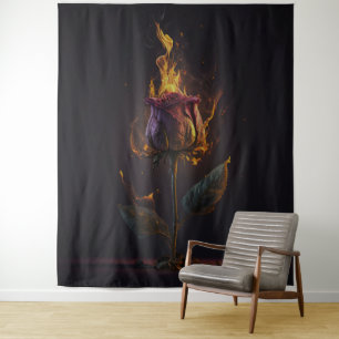 Tenture rose en feu