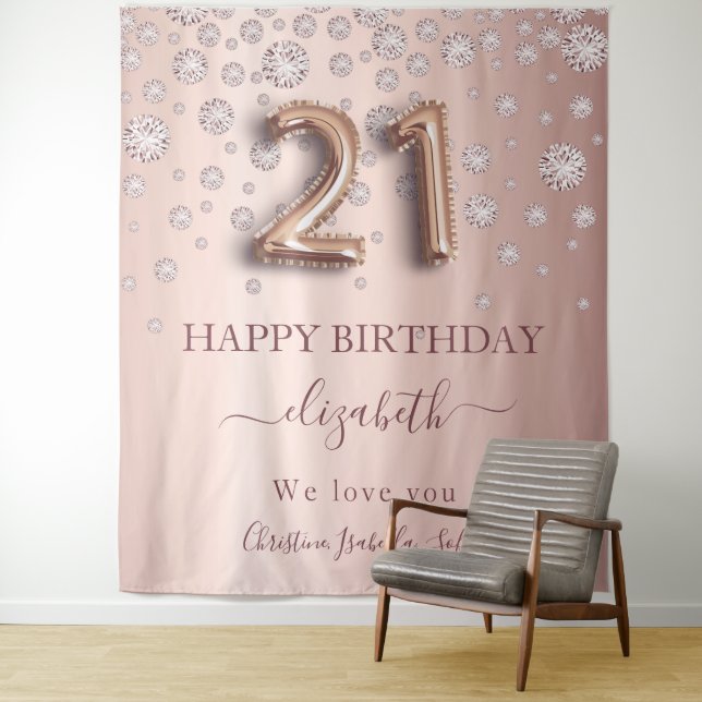 Tenture Rose gold blush diamants amis 21 ans (En situation)