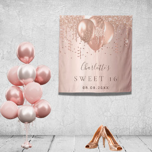 Tenture Rose gold blush glitter ballons personnalisés pour