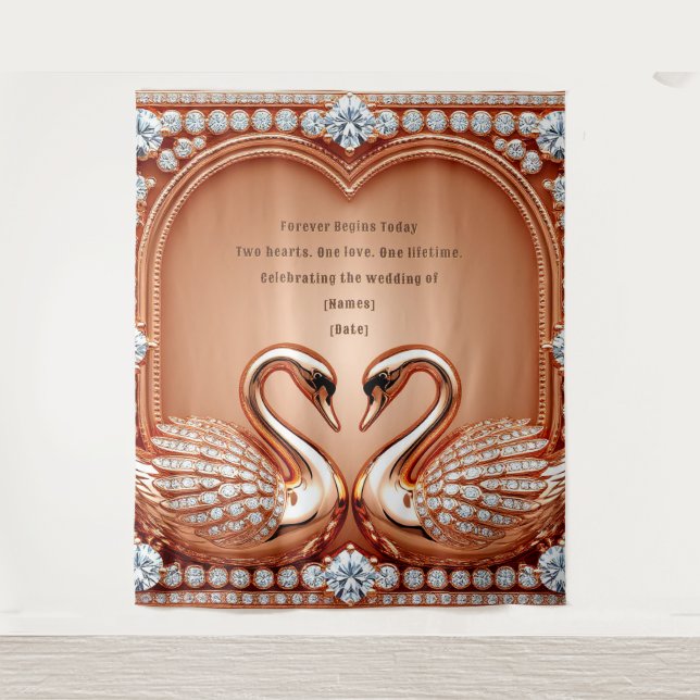 Tenture Rose gold Cygne Conception de l'arche de mariage d (Devant)