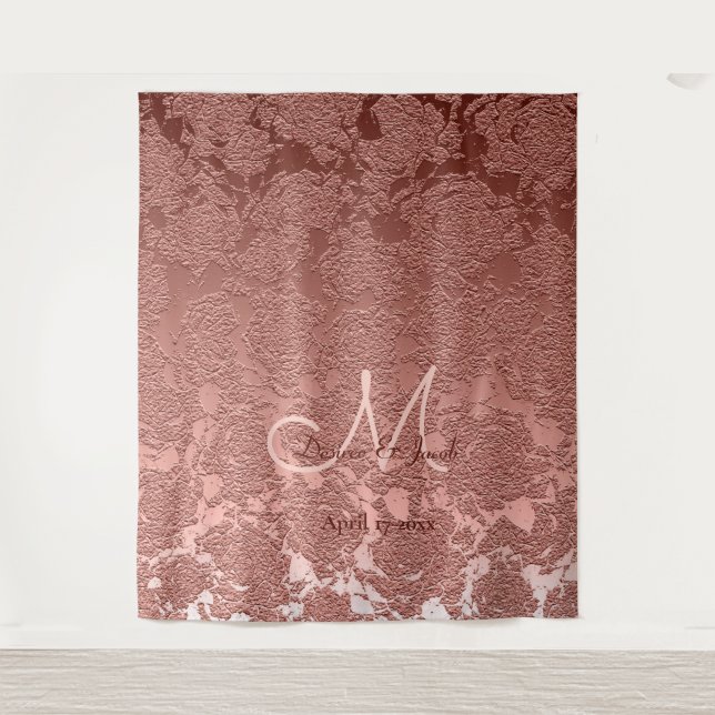 Tenture Rose Gold Elegant Monogram Mariage Photo Booth (Devant)
