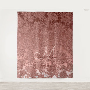 Tenture Rose Gold Élégant Monogramme Photobooth de Mariage