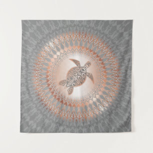Tenture Rose Gold Gris Tortue Et Mandala