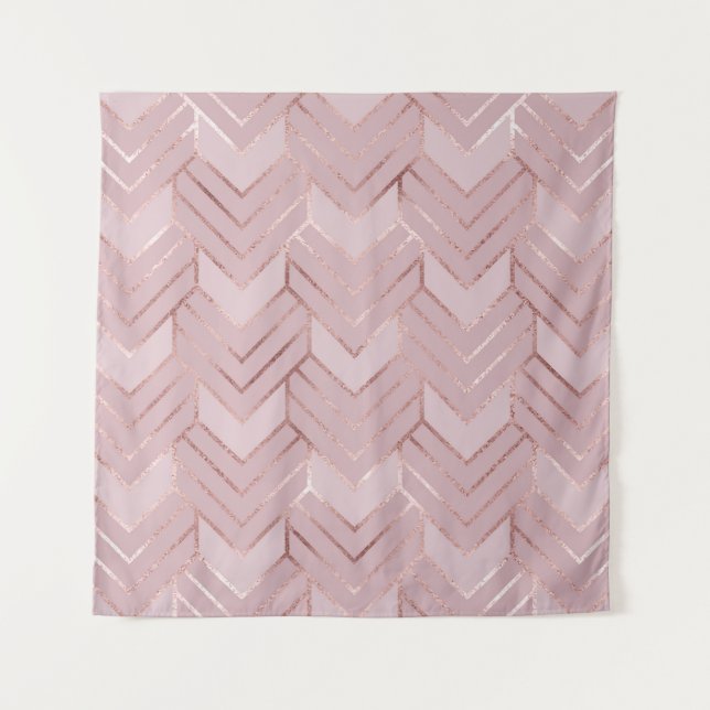 Tenture Rose Gold Hearts Parties scintillant Motif. (Devant)