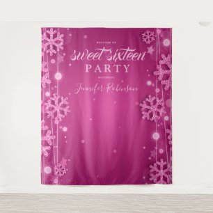 Tenture Rose Gold & Pink Backdrop Sweet sixteen d'hiver