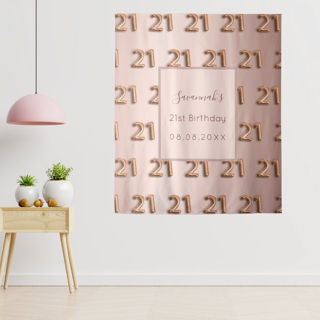 Tenture rose gold rose 21ème anniversaire nom (Créateur téléchargé)