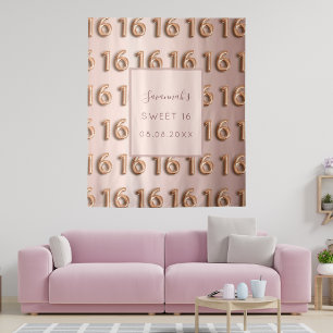 Tenture Rose gold rose doux monogram 16ème anniversaire