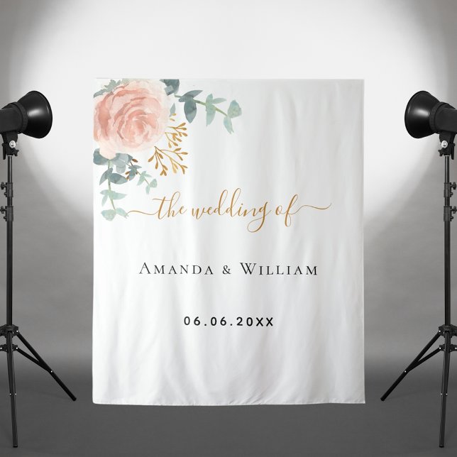 Tenture Rose gold rose florale bienvenue de mariage (Créateur téléchargé)