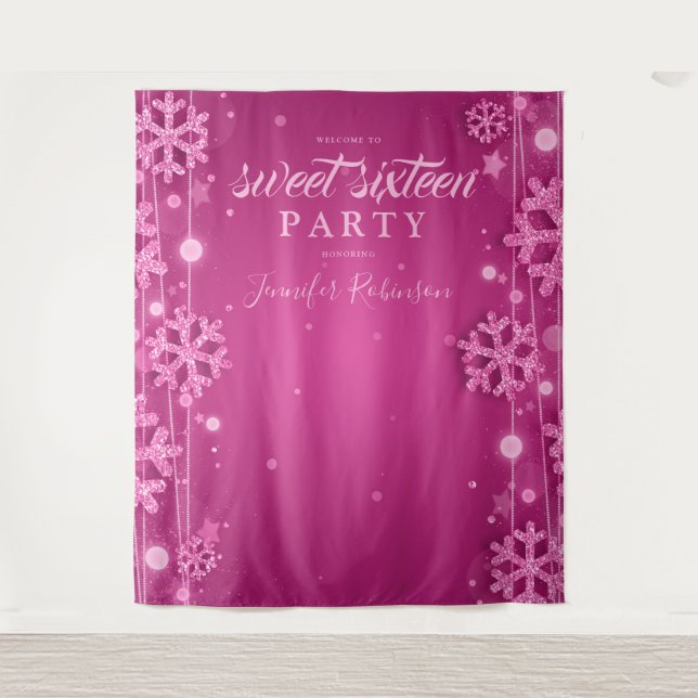 Tenture Rose Gold & Rose Foncé Toile de Fond Hiver Douze A (Devant)