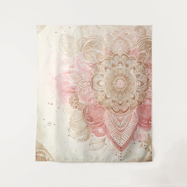 Tenture Rose Marron Crème Mandala Bohème Mode Bohème (Devant)