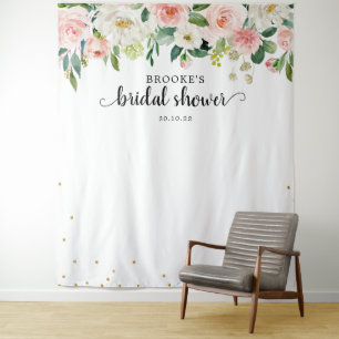 Tenture Rose Pâle Pastel FloralPhoto de Baby Shower de Mar