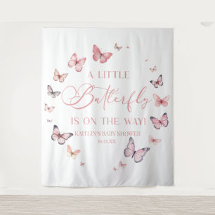 Tenture Rose Un Petit Papillon Sur Le Chemin Baby shower
