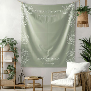 Tenture Rose  vert olive moderne Backdrops Mariage