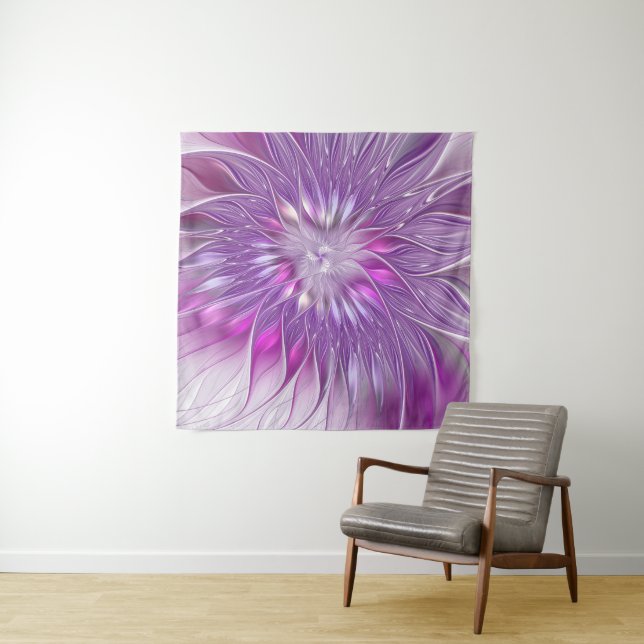 Tenture Rose violet passion Fleur Art Abstrait Fractal (En situation)