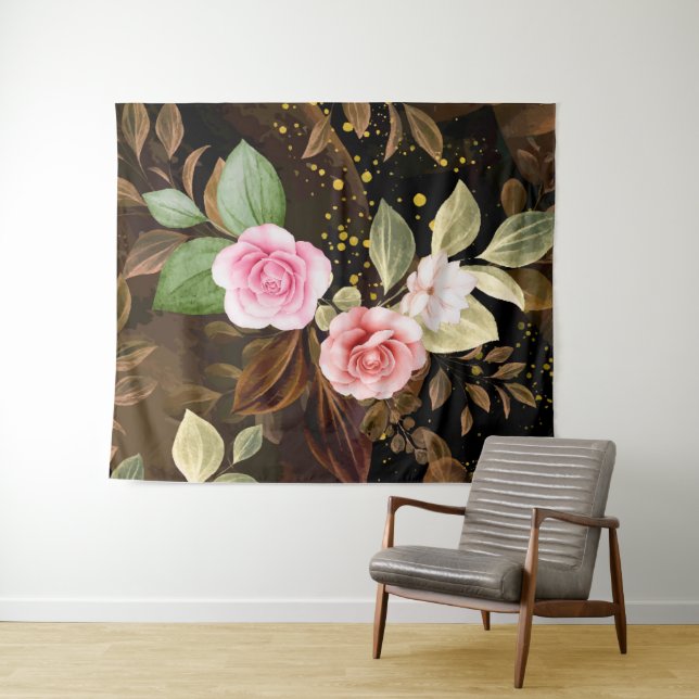Tenture Roses Aquarelle 3 (En situation (horizontale))